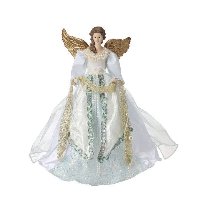 Tree Topper, 17" Fabric Ocean Angel Blue/Iridescent