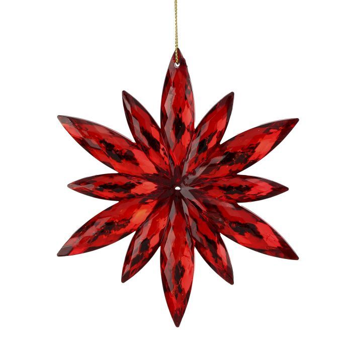 Ornament, 4&quot; Red Acrylic Jewel Poinsettia