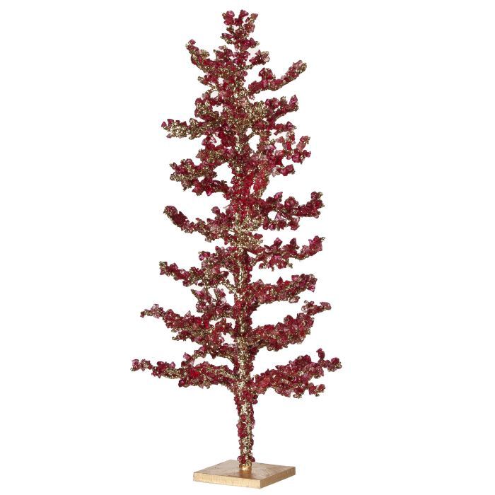 Tree, 24&quot; Burgundy/Pink Metallic Crushed Ice w/Stand