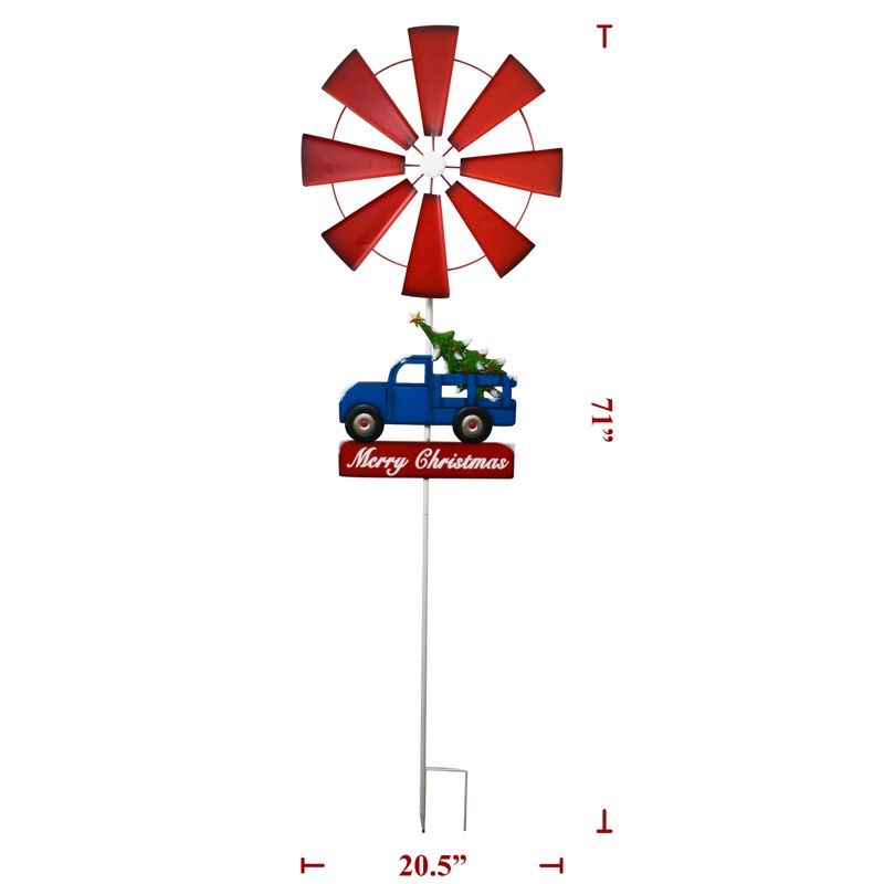 Yard Art, Metal Xmas Truck Spinner 32"x20"