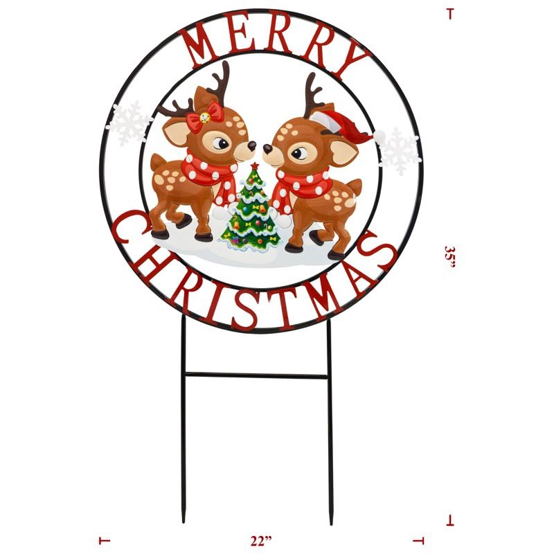 Yard Art, Round Reindeer Plaque 23"x35"