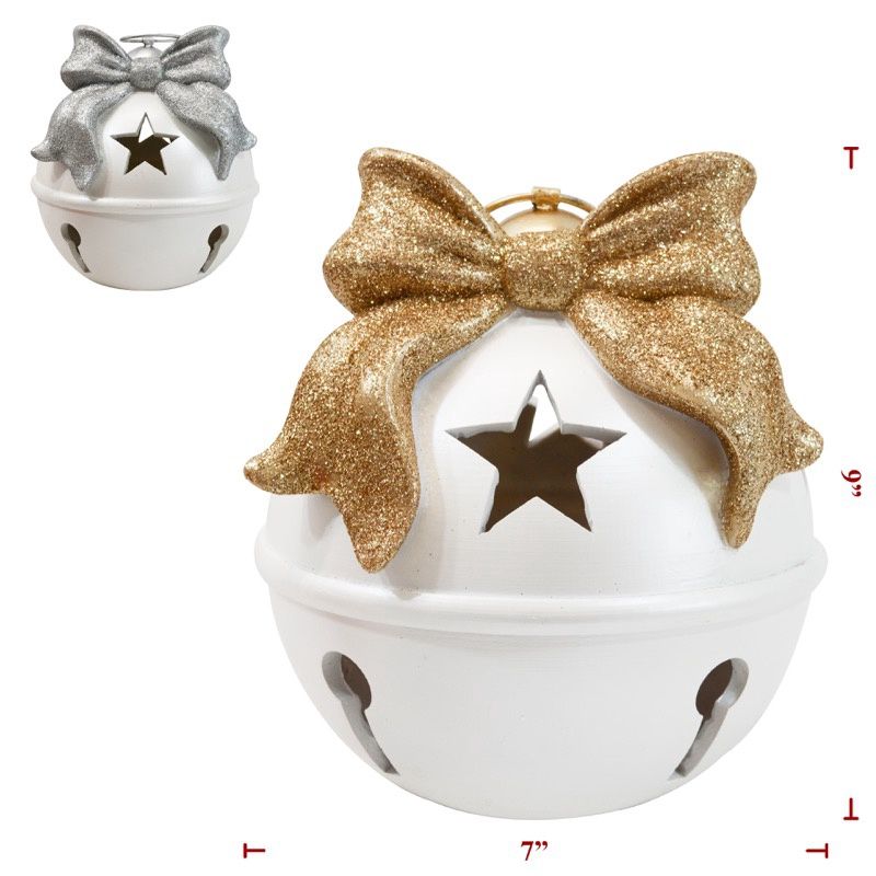 Bell, 2 Asst Poly Gold/Silver Light Up 18"x18"