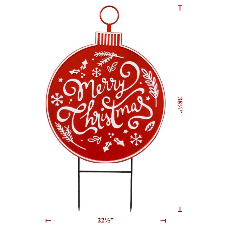 Yard Art, Red Metal Xmas Ornament 23"x27"