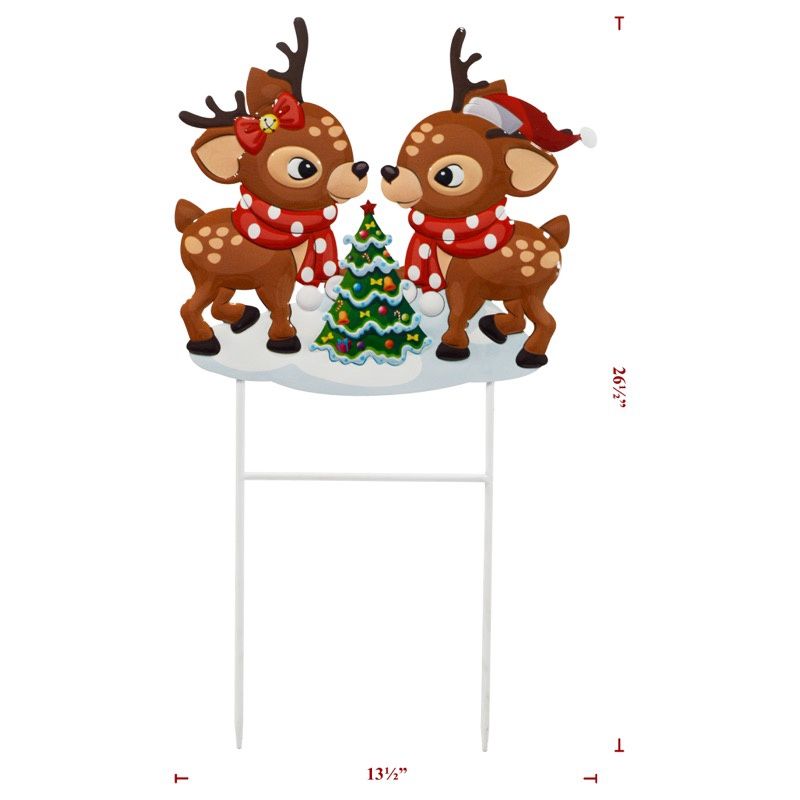 Yard Art, Pair of Reindeer W/Tree 16"x27"
