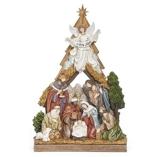 Nativity, 14.5&quot; Pyramid w/Star, All In One