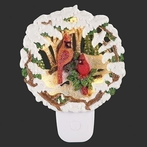 Night Light, Cardinals w/Forest Wreath