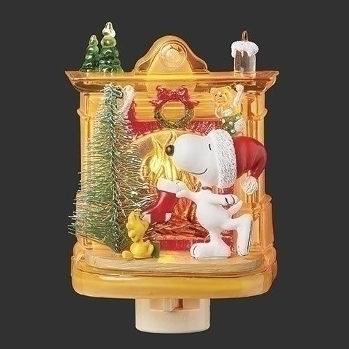 Night Light, Snoopy/Woodstock Xmas Fireplace
