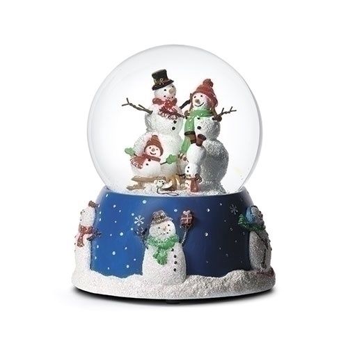 Snow Globe, Snowman Family Blue Base