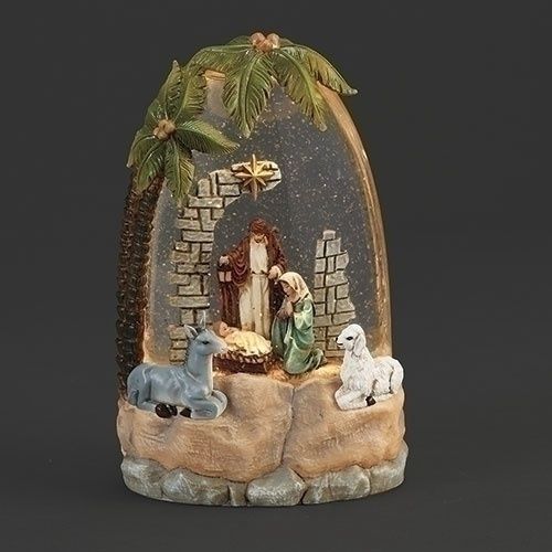 Snow Globe, Holy Family Palm Tree W/Cord
