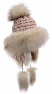 Faux Fur Hat, Bajka Powder Pink w/Gold Lurex