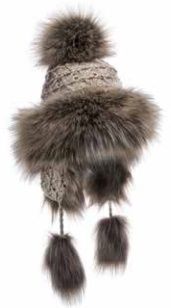 Faux Fur Hat, Bajka Light Beige w/Gold Lurex