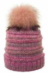Beanie, Faux Fur Pom Pink