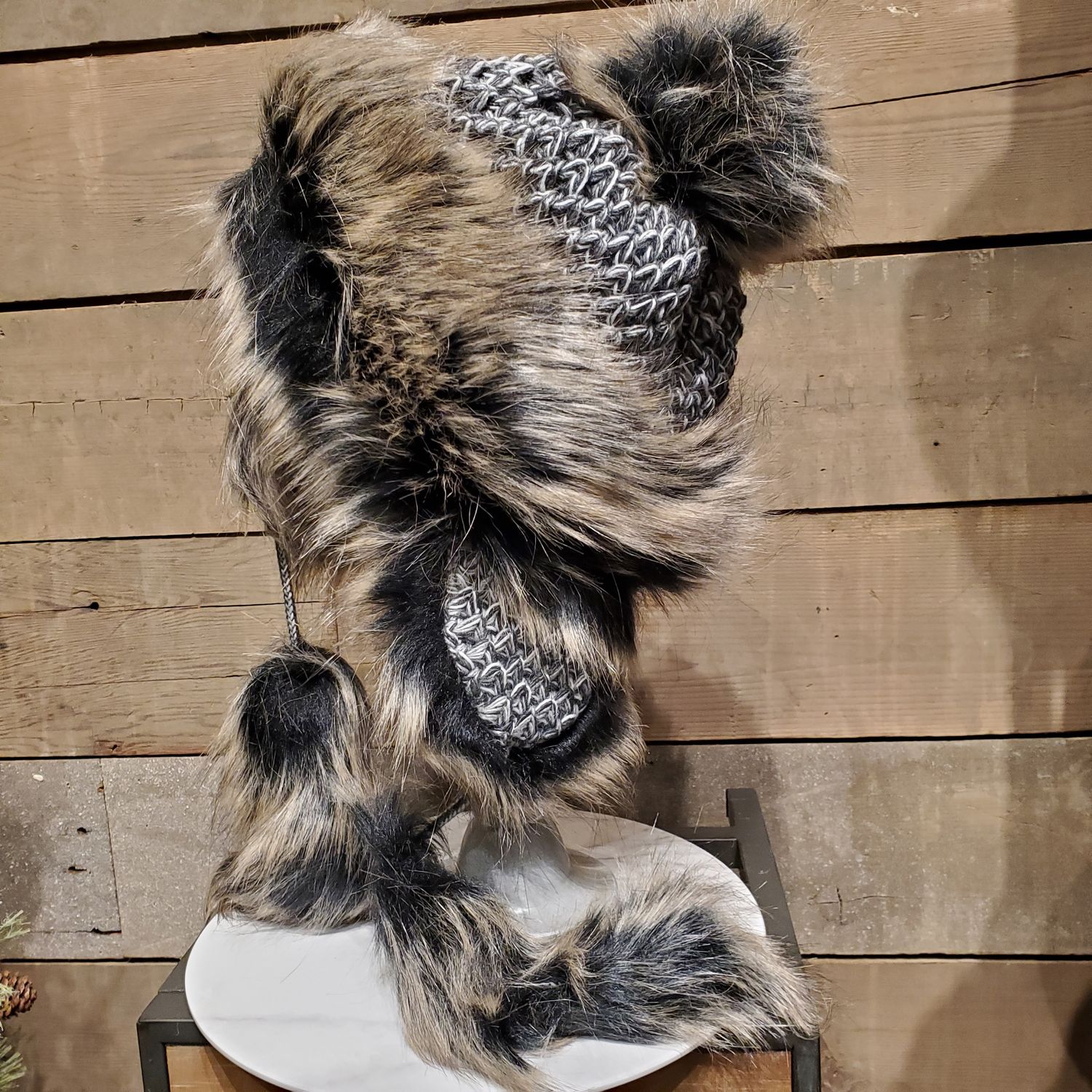 Faux Fur Hat, Bajka Charcoal Mela
