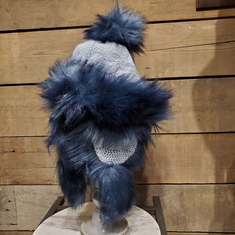 Faux Fur Hat, Bajka w/Cable Weave Baby Blue