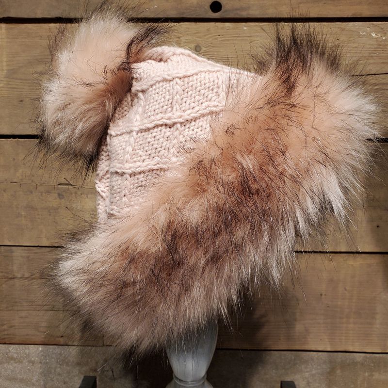 Faux Fur Hat, Cossack Powder Pink
