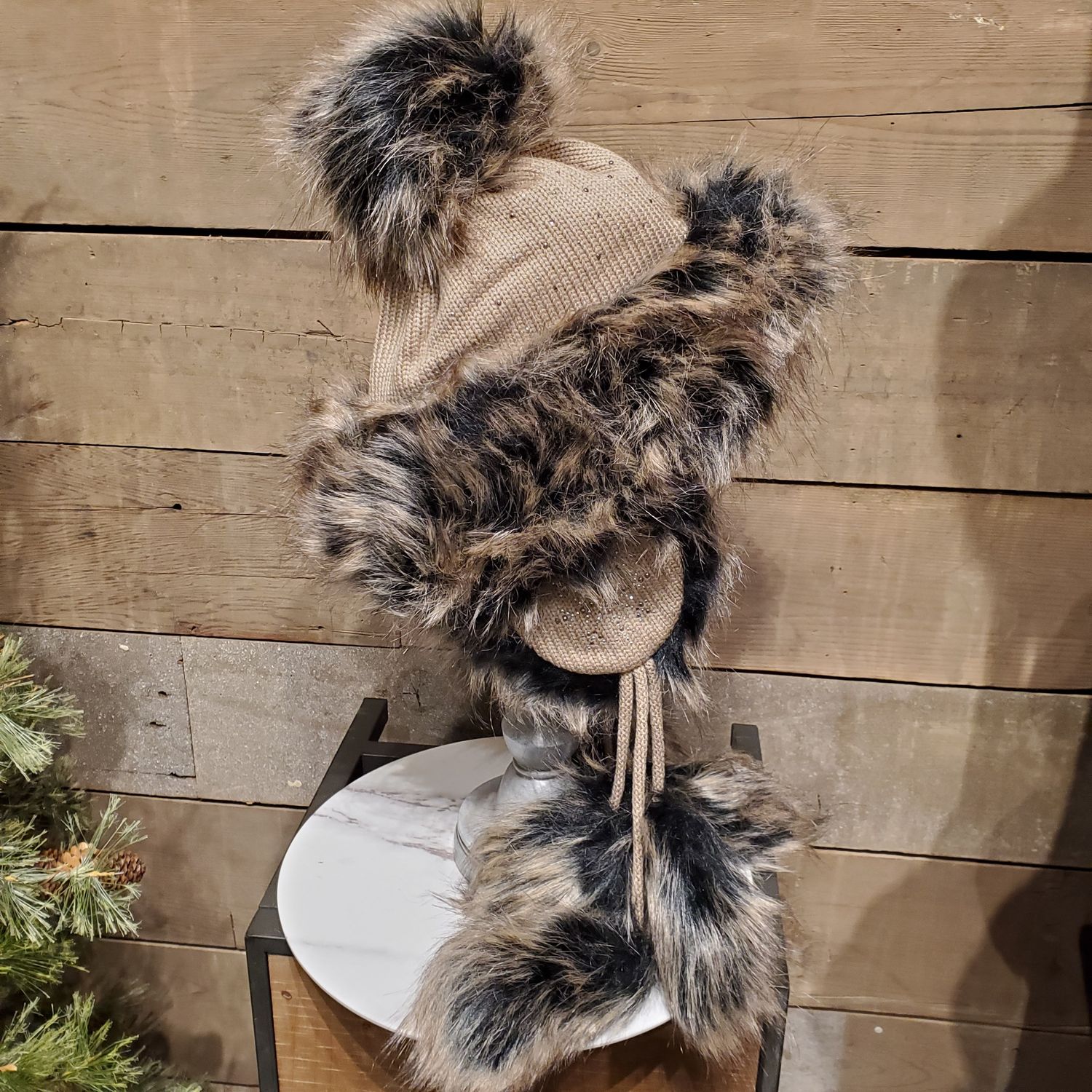 Faux Fur Hat, Bajka Style 3 Poms