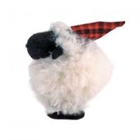 Sheep, Sm White Furry w/Santa Hat 5&quot;