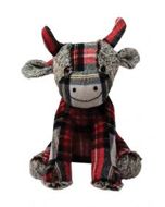 Doorstop, Red/Gray Plaid Cow