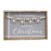 Sign, Dreaming Of A White Xmas Beaded Wood 11&quot;x16&quot;