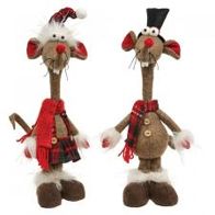 Mouse, Xmas Plaid Standing 2 Asst Black Top Hat