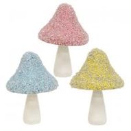 Acrylic Mushroom w/Champagne Glitter 3 Asst Pk/Bl/Grn