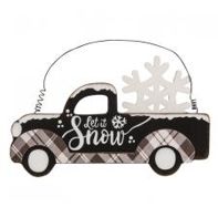 Ornament, Let It Snow Wood Truck Black