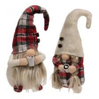 Gnome, Mr &amp; Mrs Red/Black Plaid Coffee 2 Asst 13&quot;