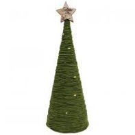 Cone Tree, Green Yarn w/LED Lights Sm Star Topper 10&quot;