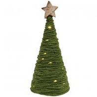 Cone Tree, Green Yarn w/LED Lights 18&quot; Star Topper