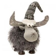 Moose, Gray Chenille Body, Silver Shiny Antlers Bouncy