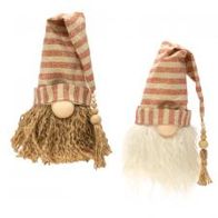 Gnome, Striped Burlap Hat Santa 2 Asst
