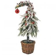 Tree, Lg WHOO Curly w/LED Light in Basket B/O