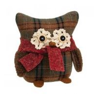 Owl, Lace Around Eyes w/Buttons Plaid Body 7&quot;