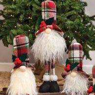 Gnome, Standing Plaid w/LED Light 20&quot;