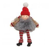 Ornament, Girl w/Fur Body Bead Head/Feet