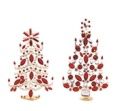 Tree, Red/White Jeweled Gold Base 7.5&quot;/8&quot; 2 Asst