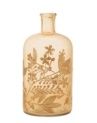 Vase, Gold Etched Leaf Pattern Amber Glass 10"