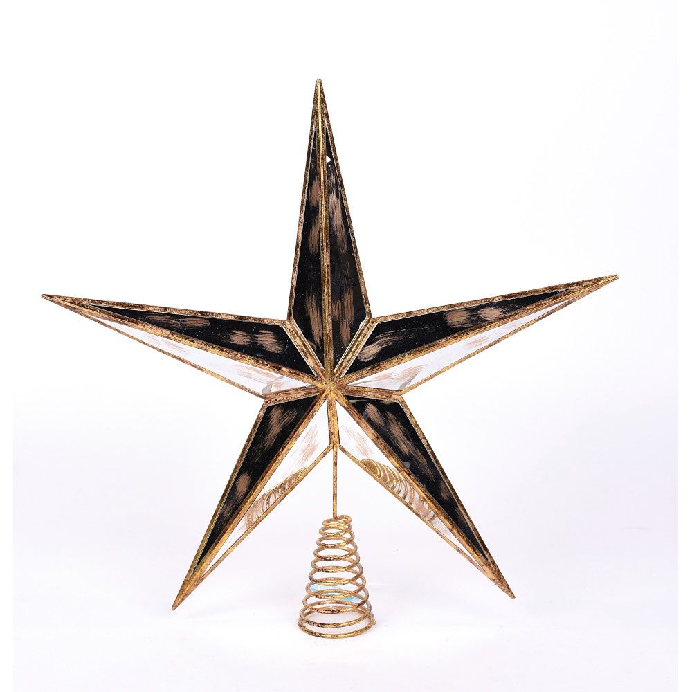 Tree Topper, 15.25" Gold Mirror Star