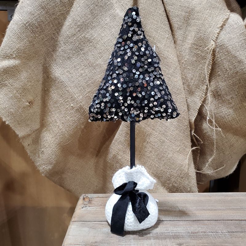 Tree, Sequin Xmas Black/Gray On Sweater Base 13&quot;