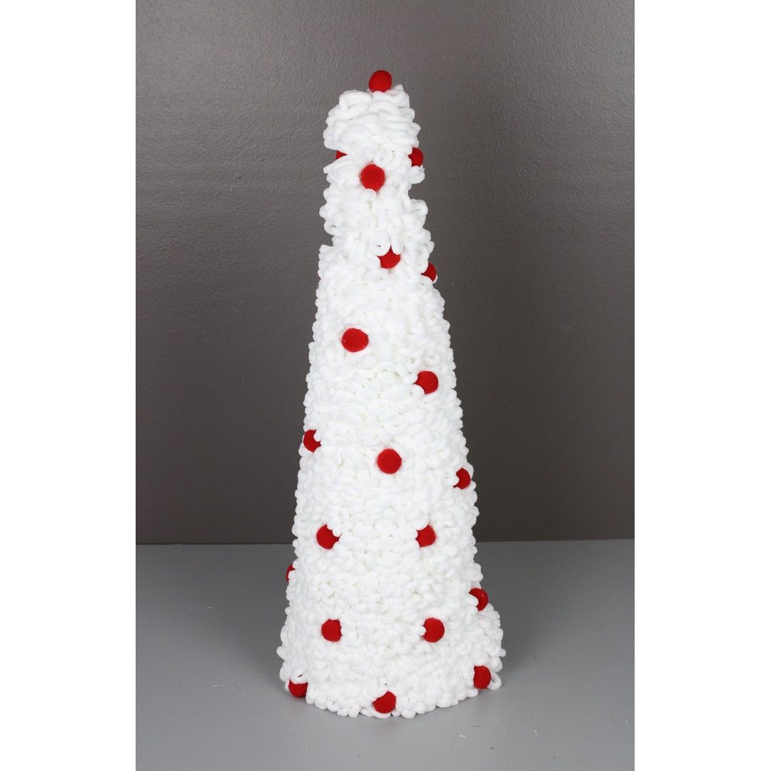 Cone Tree, Red Pom Pom  w/White Loop 25"