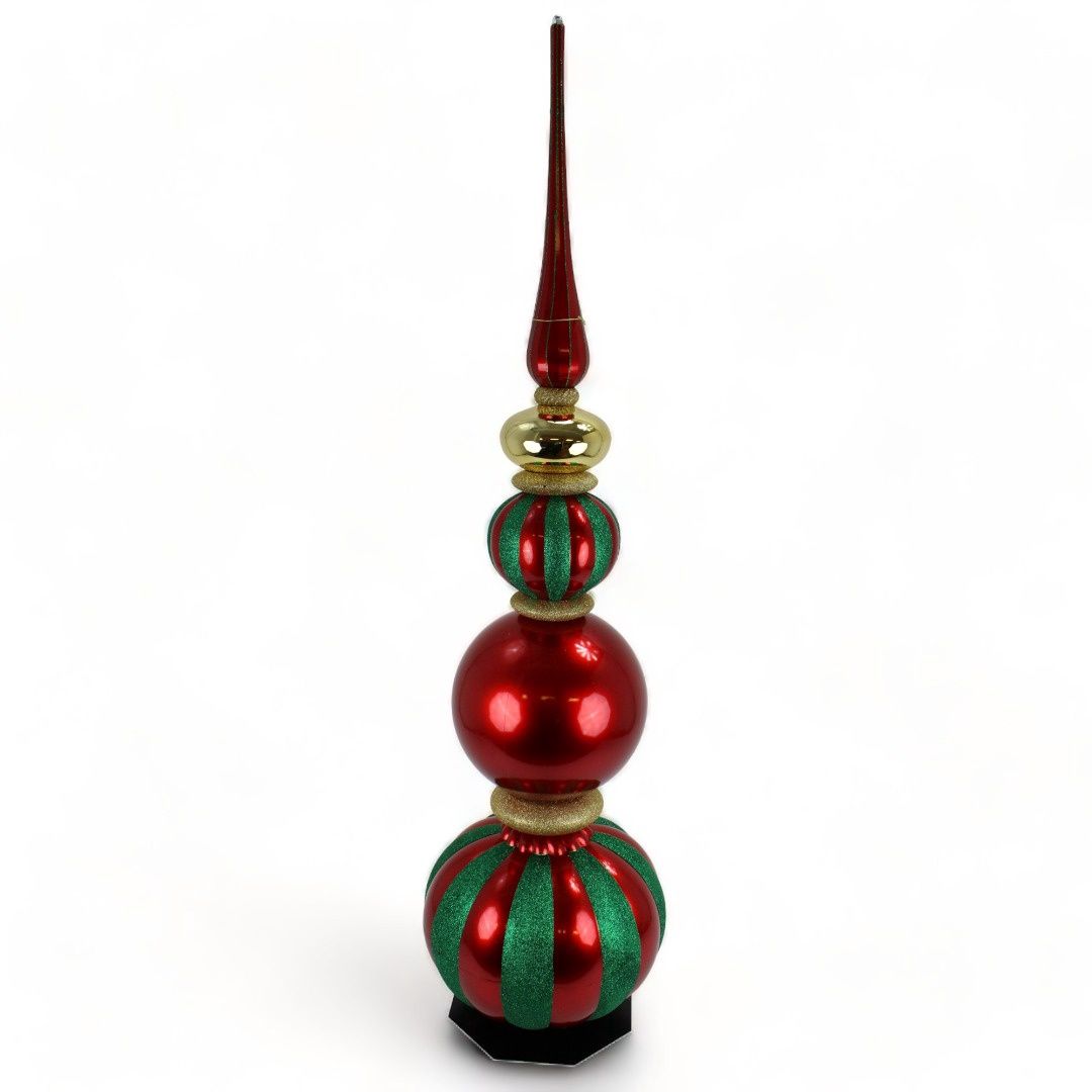 Finial, 5' Red/Green/Gold Acrylic