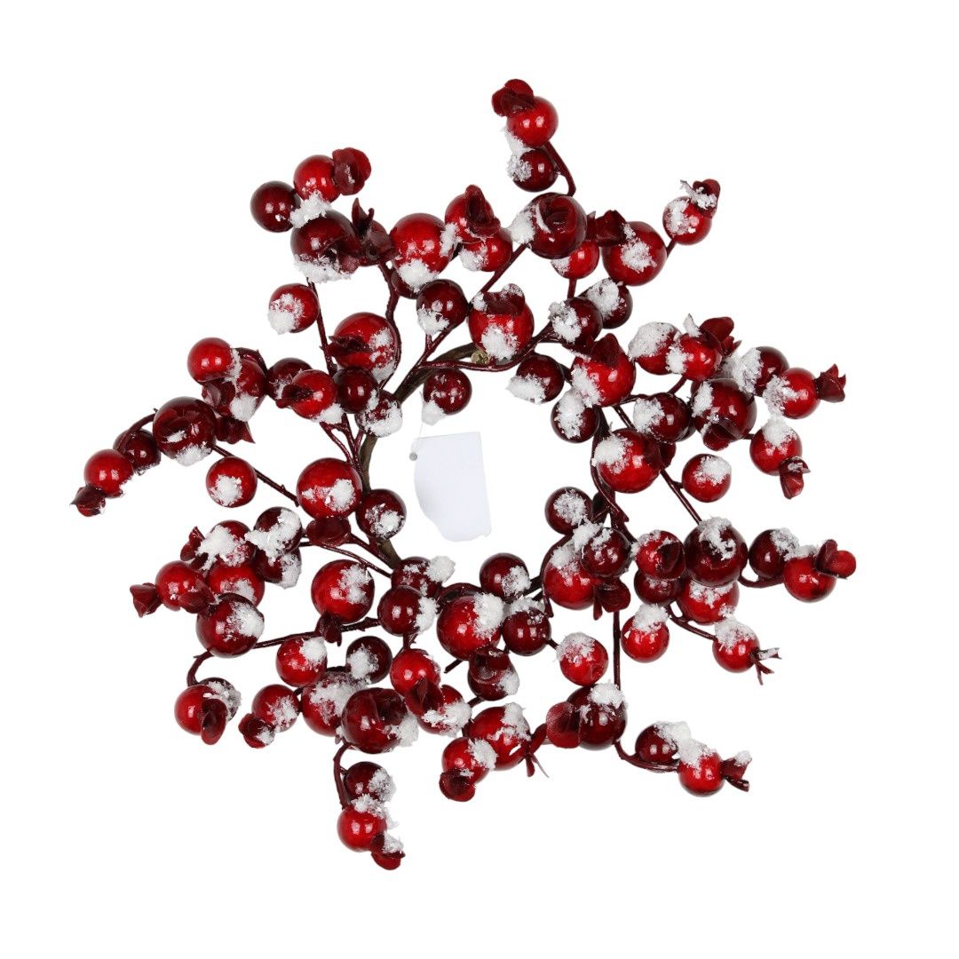 Candle Ring, 3.25" Snow Red Berry