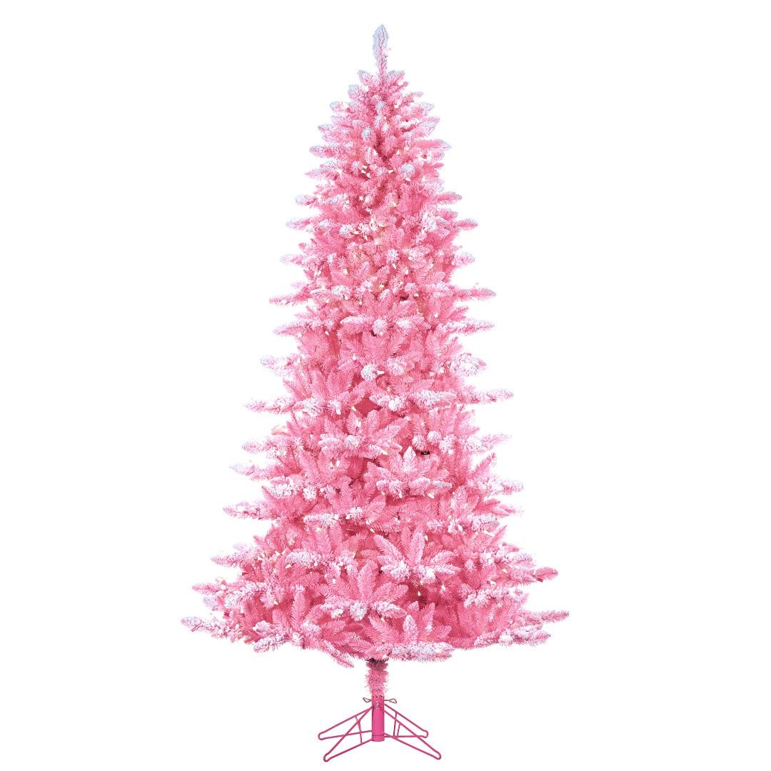 Tree, 6.5&#39;x44&quot; Pink Flocked Pine