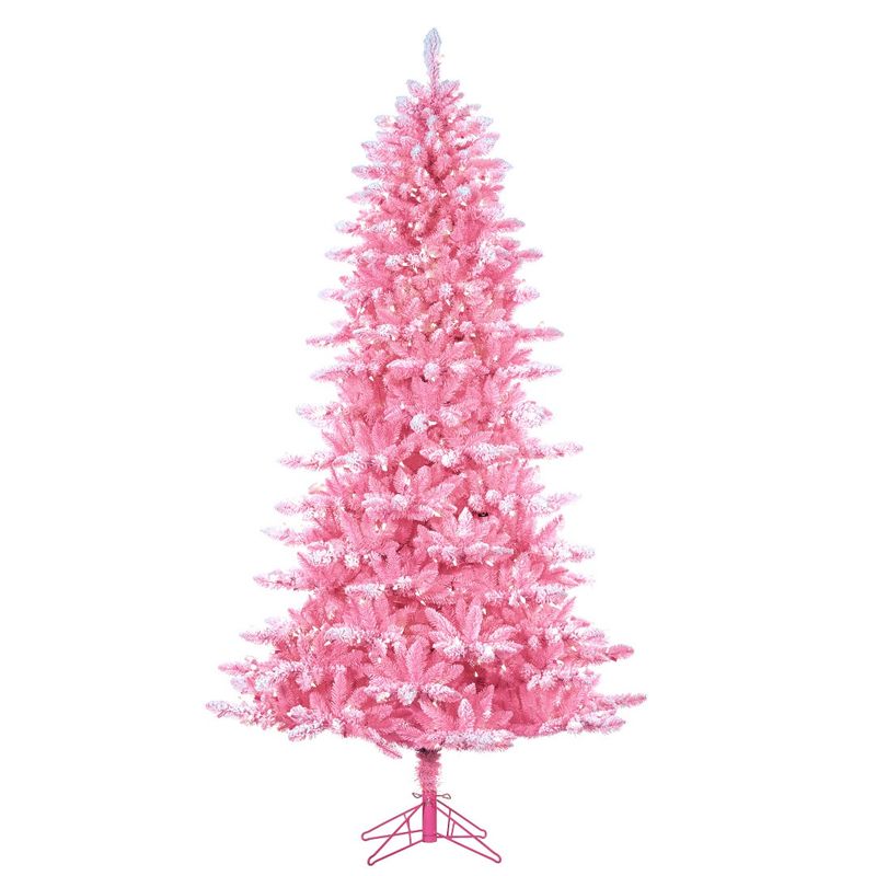 Tree, 6.5&#39;x44&quot; Pink Flocked Pine