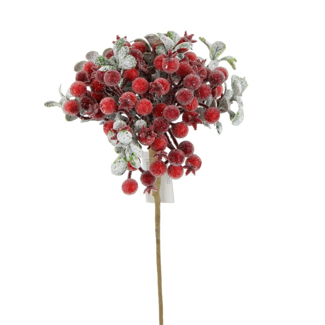 Pick, 13" Frost Red Berry w/Leaves