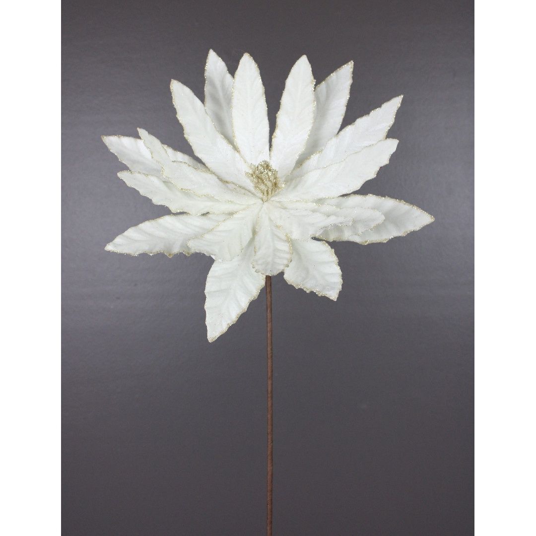 Poinsettia, Ivory Velvet Glitter Edge 22"