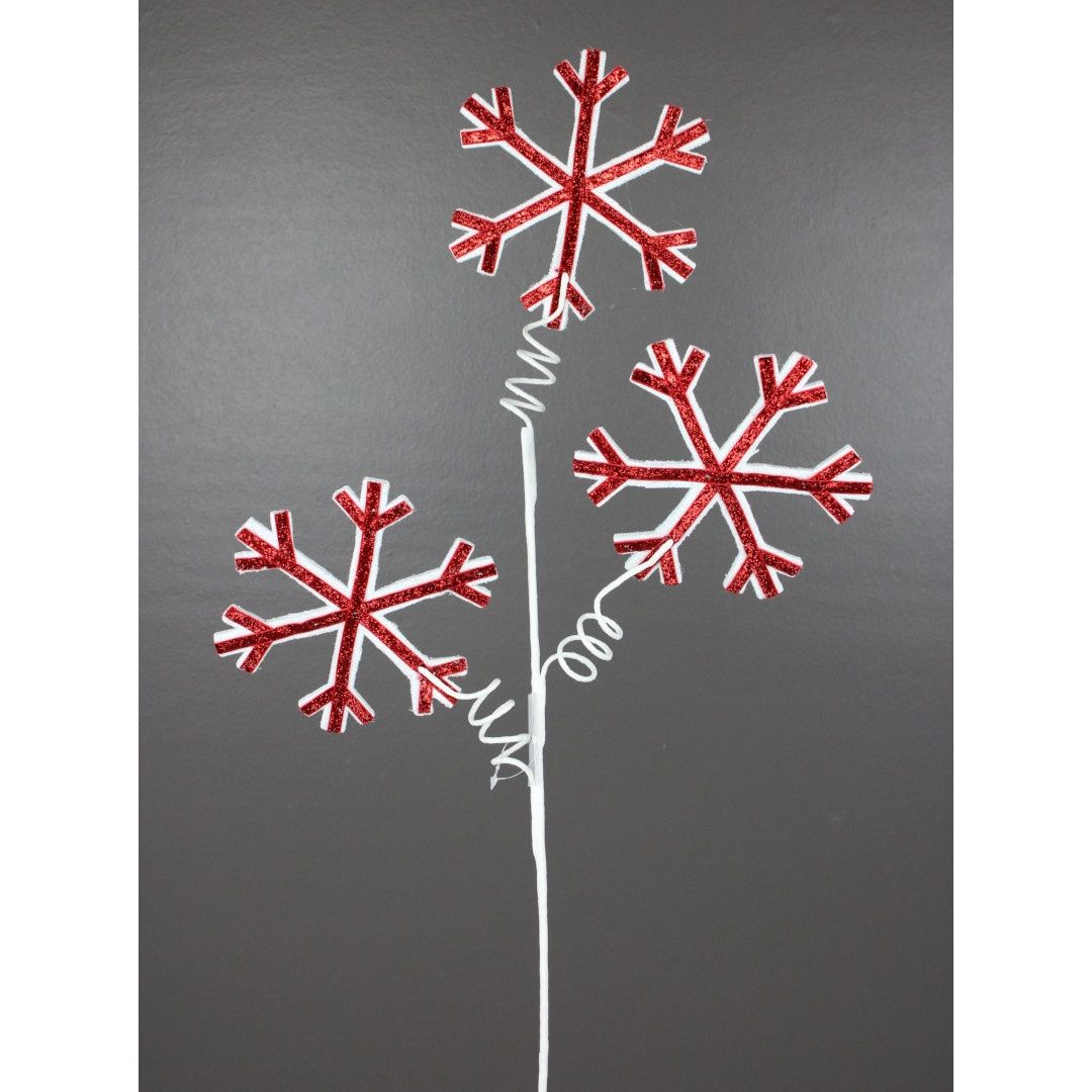 Spray, 30" Red/White 3 Snowflakes
