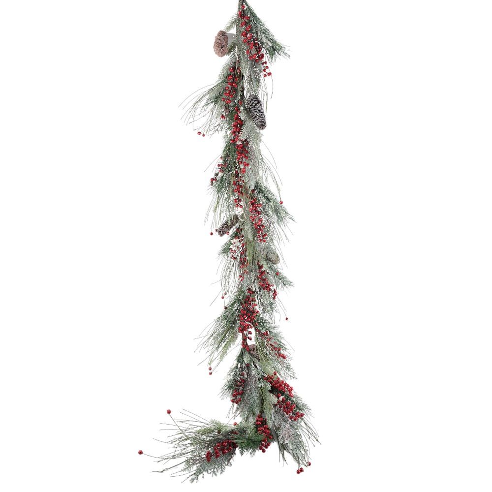 Garland, 6' Iced Snow Balsam Red Berry