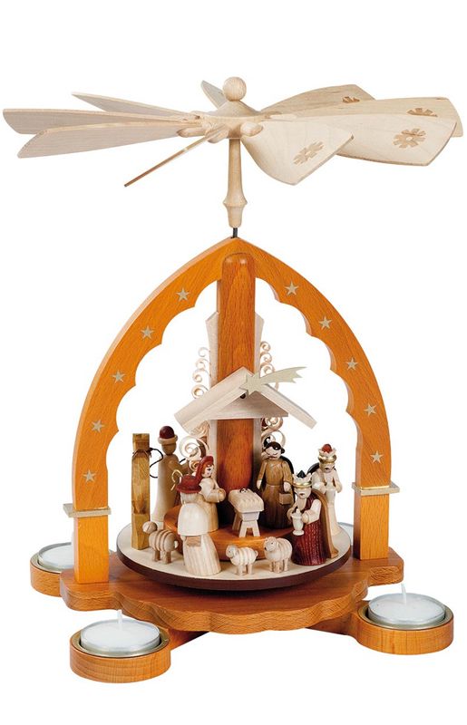 Pyramid, Tea Light Natural Nativity