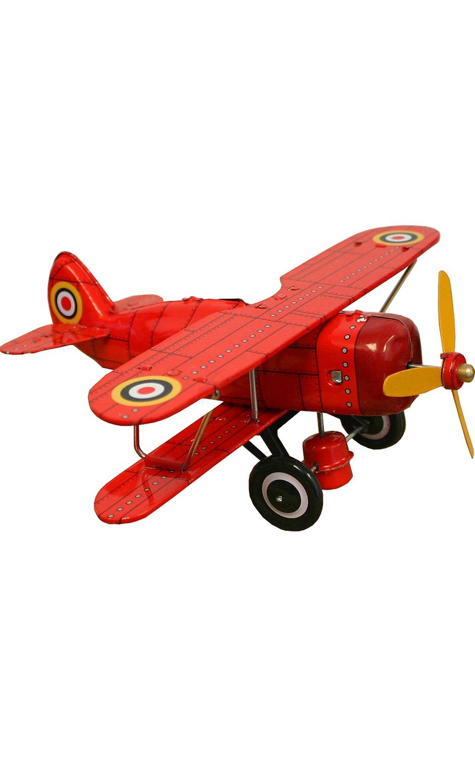 Toy, Tin "Curtiss" Bi-Plane Red